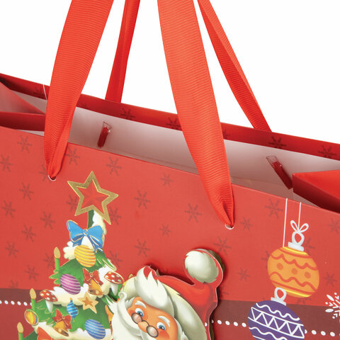 Пакет подарочный (1 штука) новогодний 26x13x32 см, "3D Large", ассорти, ЗОЛОТАЯ СКАЗКА, 592119