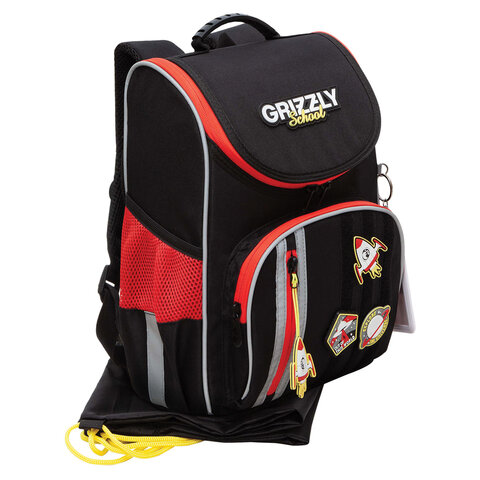 Ранец GRIZZLY анатомическая спинка, с мешком для обуви, для мальчиков, "ASTRONAUT", 33х25х13 см, RAm-385-6/1