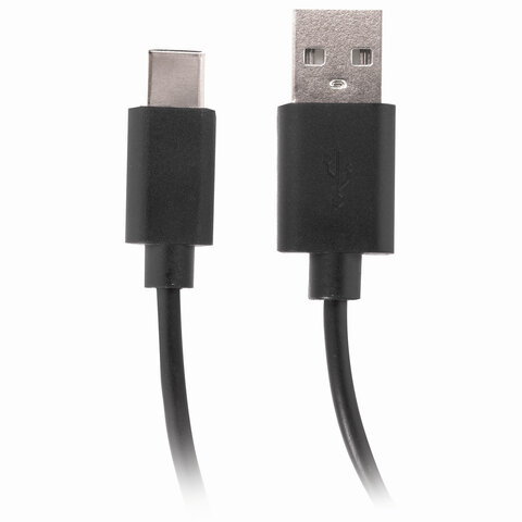Кабель USB 2.0 – Type-C, 1 м, SONNEN, медь, для передачи данных и зарядки, черный, 513117