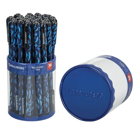 Ручка шариковая BRAUBERG SOFT TOUCH STICK "WHALE", СИНЯЯ, мягкое покрытие, узел 0,7 мм, 143709