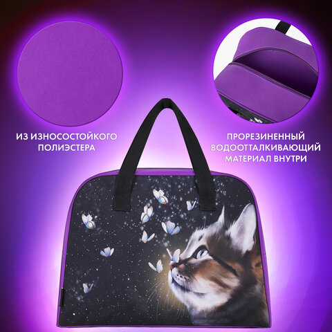 Сумка для занятий BRAUBERG с ручками, 35x25x15 см, "Dream cat", 271592