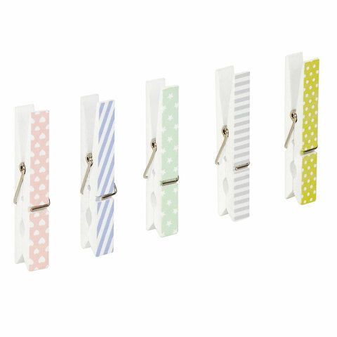 Прищепки декоративные "Пастельные тона", 5 штук, 7,2 см, ассорти, ОСТРОВ СОКРОВИЩ, 662677