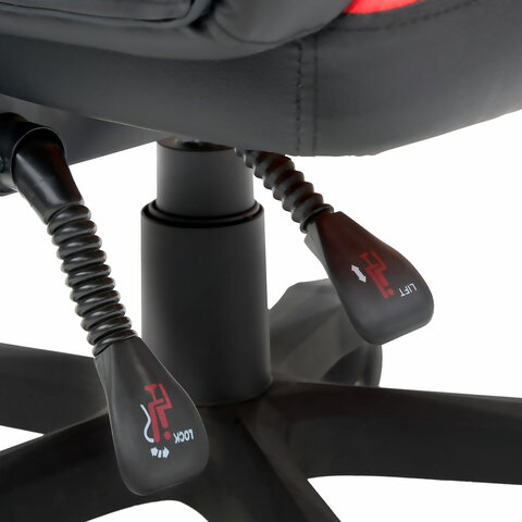 Кресло компьютерное CROMEX (КРОМЕКС) "Start GM-105", две подушки, экокожа, черное/красное, 532957