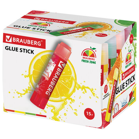 Клей-карандаш BRAUBERG "Fresh Zone", 15 г, 227971, PVP