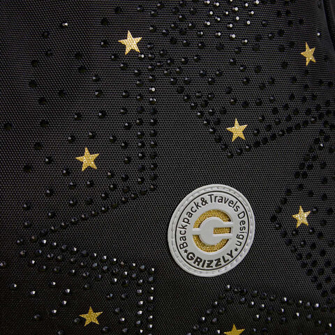 Рюкзак GRIZZLY школьный, анатомическая спинка, 3 отделения, для девочек, "GOLDEN&BLACK", 40х27х20 см, RG-561-2/1