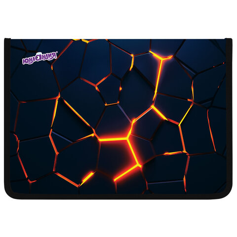 Папка для труда на молнии ЮНЛАНДИЯ А4, 1 отделение, откидная планка, органайзер, "Volcano split", 273394