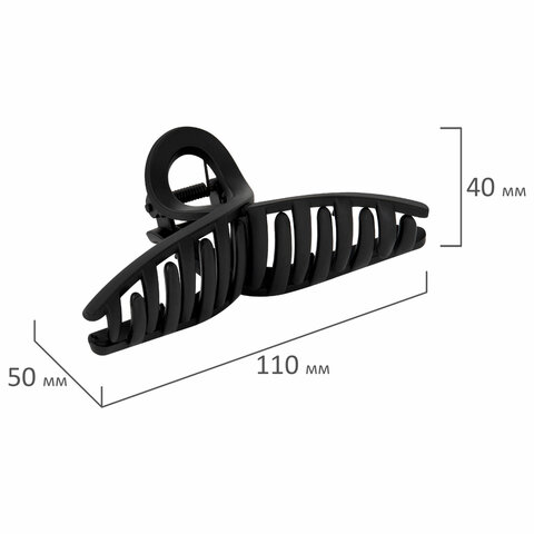 Краб для волос 11 см, soft-touch, чёрный, MONTE VITA (МОНТЕ ВИТА), 457006