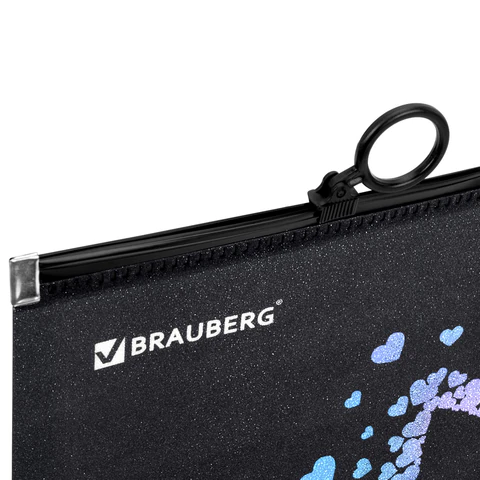 Папка для тетрадей BRAUBERG А4, 1 отделение, пластик, на zip-lock молнии, "Pretty face", 273319