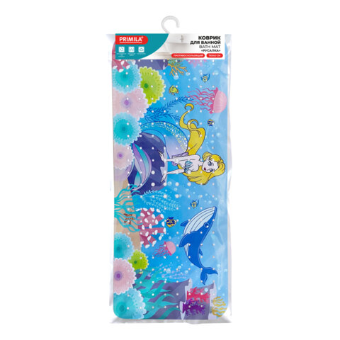 Коврик для ванны противоскользящий 70х40 см с печатью "Русалка", ПВХ, присоски, PRIMILA (ПРИМИЛА), 700371