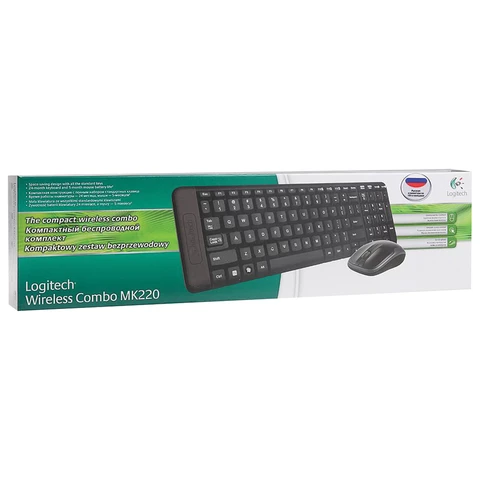 Набор беспроводной LOGITECH Wireless Desktop MK220, клавиатура, мышь 2 кнопки + 1 колесо-кнопка, черный, 920-003236