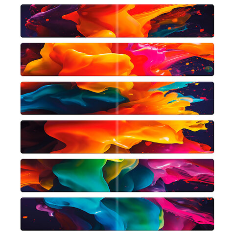 Закладки для книг МАГНИТНЫЕ, "АССОРТИ 5 ДИЗАЙНОВ ABSTRACTION", 6 штук, 60x20 мм, FUNSTER (ФАНСТЕР), 116653