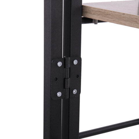 Стеллаж BRABIX "Smart SH-007", 605х295х1193 мм, ЛОФТ, трапеция, складной, металл/ЛДСП дуб, каркас черный, 641872