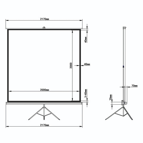 Экран проекционный на треноге (200х200 см), матовый, 1:1, BRAUBERG "TRIPOD", 236731
