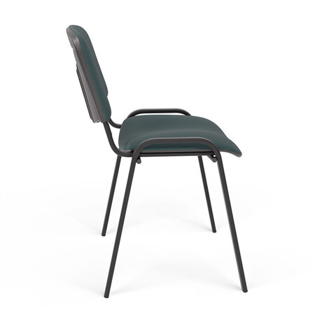 Стул для персонала и посетителей "ИЗО", черный каркас, ткань черно-зеленая, В-21/С-33