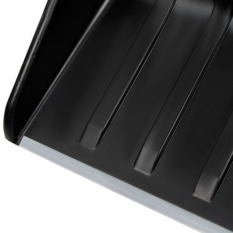 Лопата снеговая СКРЕПЕР 58х48 см пластиковый ЧЕРНЫЙ, алюминиевая планка, рукоятка 120 см, прочный, ГРАНДМАСТЕР, 700343