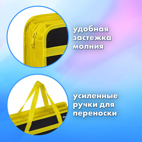 Папка на молнии с ручками BRAUBERG А4, 1 отделение, пластик, 80 мм, "Без улыбки", 271465