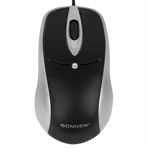 Набор проводной SONNEN KB-S110, USB, клавиатура 113 клавиш, мышь 3 кнопки, 1000 dpi, черный/серебристый, 513854