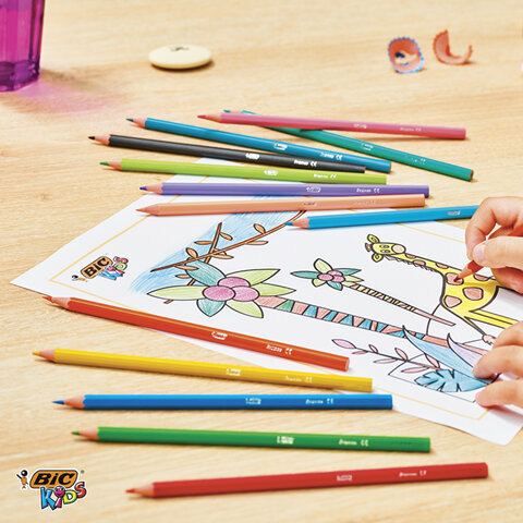 Карандаши цветные BIC "Tropicolors", 12 цветов, шестигранные, 83256610