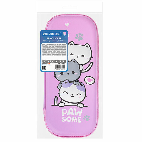 Пенал BRAUBERG, 1 отделение, 1 откидная планка, EVA, 22х10х5 см, "Cat tower", 272334