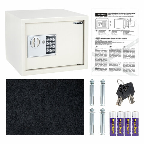 Сейф мебельный DASWERK (ДАСВЕРК) SC-250EL (250х350х250 мм), электронный замок, бежевый, 291345