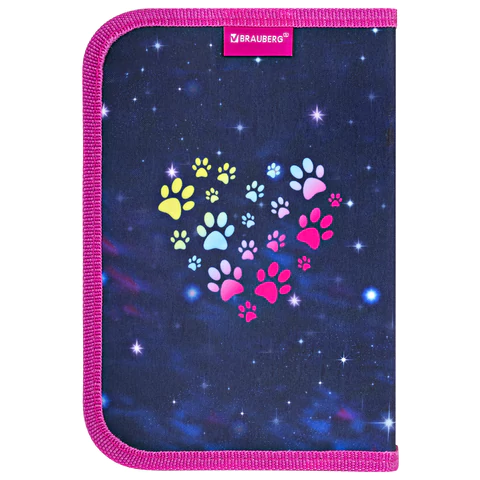 Пенал BRAUBERG, 1 отделение, полиэстер, 21х14 см, "Space cat", 273518