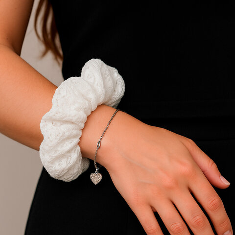 Резинка для волос 3х22 см, скранч, белый, MONTE VITA (МОНТЕ ВИТА), 457121