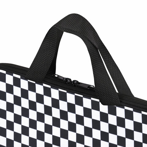 Папка на молнии с ручками BRAUBERG А4, 1 отделение, полиэстер, 20 мм, "Black and White", 272172
