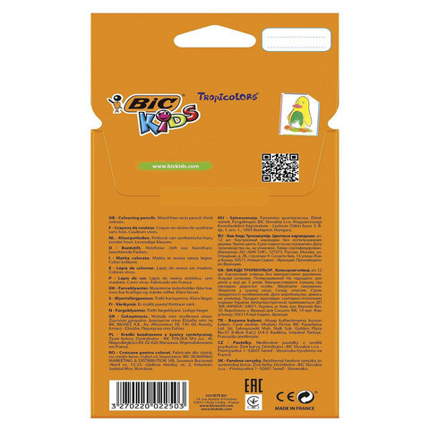 Карандаши цветные BIC "Tropicolors", 12 цветов, шестигранные, 83256610