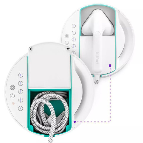 Отпариватель KITFORT KT-9110-3, 2180 Вт, пар 45 г/мин, резервуар 0,6 л, 5 режимов, 2 насадки, белый, КТ-9110-3
