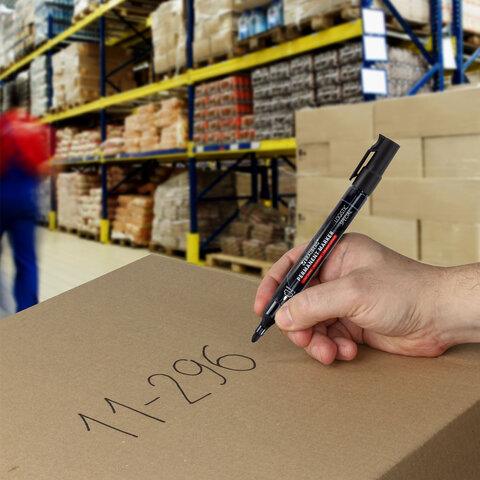 Маркер перманентный с колпачком для вскрытия коробок BRAUBERG LOGISTIC SPECIAL, черный, 1-3 мм, 152569