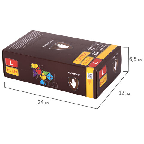 Перчатки латексные смотровые 25 пар (50 штук), размер 8-9, L (большой), синие, SAFE&CARE High Risk DL/TL210