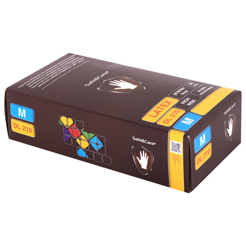 Перчатки латексные смотровые 25 пар (50 шт.), размер M (средний), синие, SAFE&CARE High Risk DL/TL210