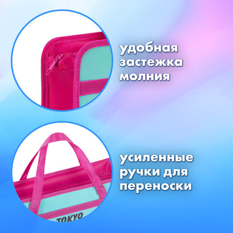 Папка на молнии с ручками BRAUBERG А4, 1 отделение, пластик, 80 мм, "Anime city", 271468