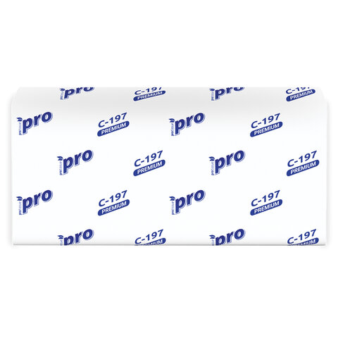 Полотенца бумажные 200 шт., PROtissue (H3) PREMIUM, 2-слойные, белые, КОМПЛЕКТ 20 пачек, 22х21 см, V-сложение, С197