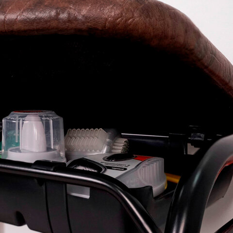 Банкетка для обуви "Альфа-13СЯ", 450х300х480 мм, 2 полки, ящик, металл/кожзам, черный/коричневый, ПДОА13СЯ Ч