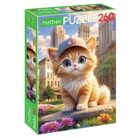 Пазл картонный "КОШАЧЬИ ЗАБАВЫ" 260 элементов АССОРТИ, 220х330 мм, HATBER