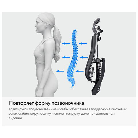 Кресло МЕТТА "YOGA" Y 4DT B2-14D, адаптивная спинка, 3D-подголовник, сверхпрочная сетка, черное