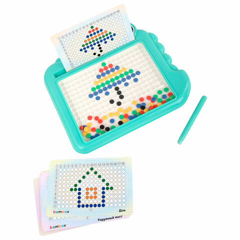 Мозаика магнитная развивающая для детей "Крокодил", стилус, 101 магнит, 10 карточек, BAMBOX (БАМБОКС), 665890
