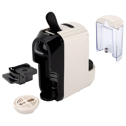 Кофемашина капсульная 3 в 1 для молотого кофе и капсул DOLCE GUSTO и NESPRESSO, SONNEN CM510B, 1450 Вт, 0,6 л, бежевая, 457338