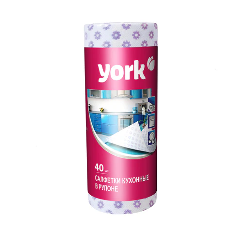 Салфетки ВИСКОЗНЫЕ, "Премиум", 25х40 см, РУЛОН 40 шт., 60 г/м2, YORK, 021100