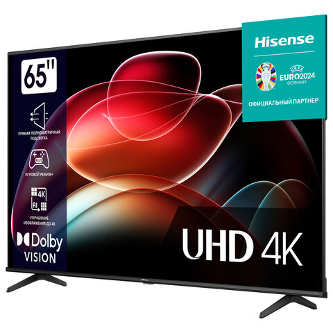 Телевизор HISENSE 65A6K, 65" (164 см), 3840x2160, 4K, 16:9, SmartTV, Wi-Fi, черный