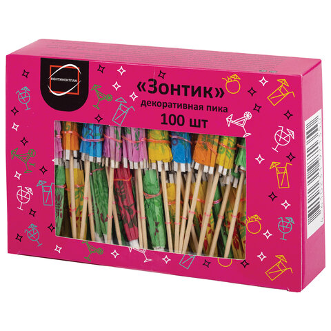 Пики для канапе бамбуковые "Зонтик", 10 см, 100 шт., КП, 140239