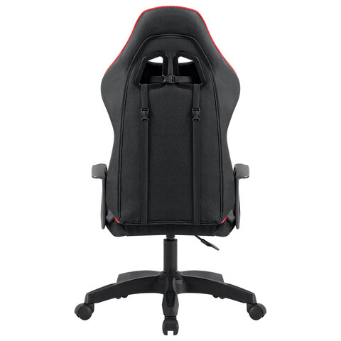 Кресло компьютерное DEFENDER "Kraken", 2 подушки, ткань, черное/красное, 64677