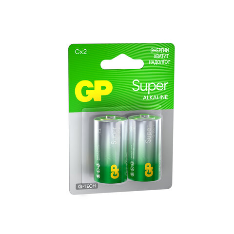 Батарейки КОМПЛЕКТ 2 шт., GP Super G-Tech, С (LR14, 14А), алкалиновые, блистер, 14A-2CR2