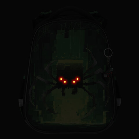 Ранец BRAUBERG PREMIUM, 2 отделения, с брелоком, "Digital spider", LED-ЛАМПОЧКИ, 38х29х16 см, 273101