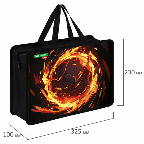 Папка на молнии с ручками BRAUBERG KIDS А4, 1 отделение, пластик, 100 мм, "Fire split", 273378