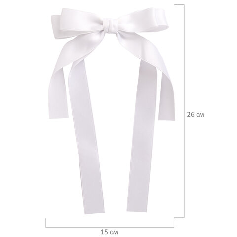 Заколка для волос зажим с бантиком, с длинными хвостиками, белый, MONTE VITA (МОНТЕ ВИТА), 457113