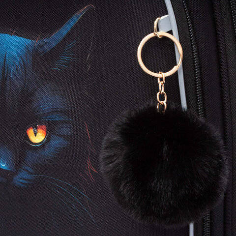 Ранец GRIZZLY анатомическая спинка, c брелоком, для девочек, "I'M HERE", 36х28х20 см, RAz-586-6/1