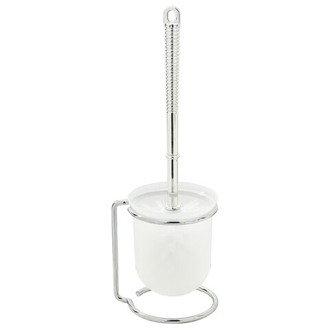 Ершик для унитаза с подставкой, маталл + пластик, хромированный, LAIMA, 607426