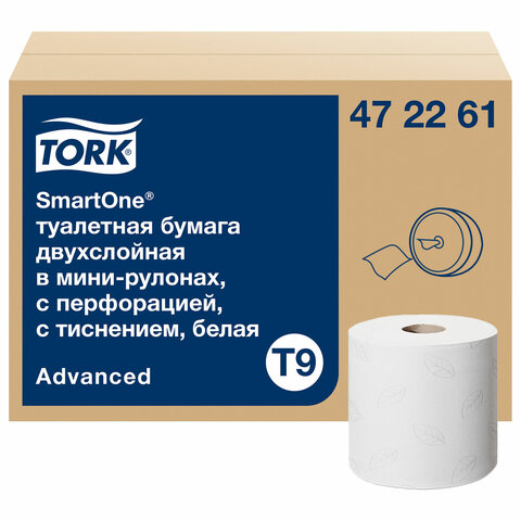 Бумага туалетная 130 м, TORK (Система T9) SmartOne, ADVANCED, КОМПЛЕКТ 12 рулонов, 2-слойная, белая, 472261